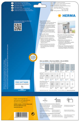 HERMA Etiketten SPECIAL 63.5x29.6mm 4222 silber,ex.perm. 675 St./25 Bl.