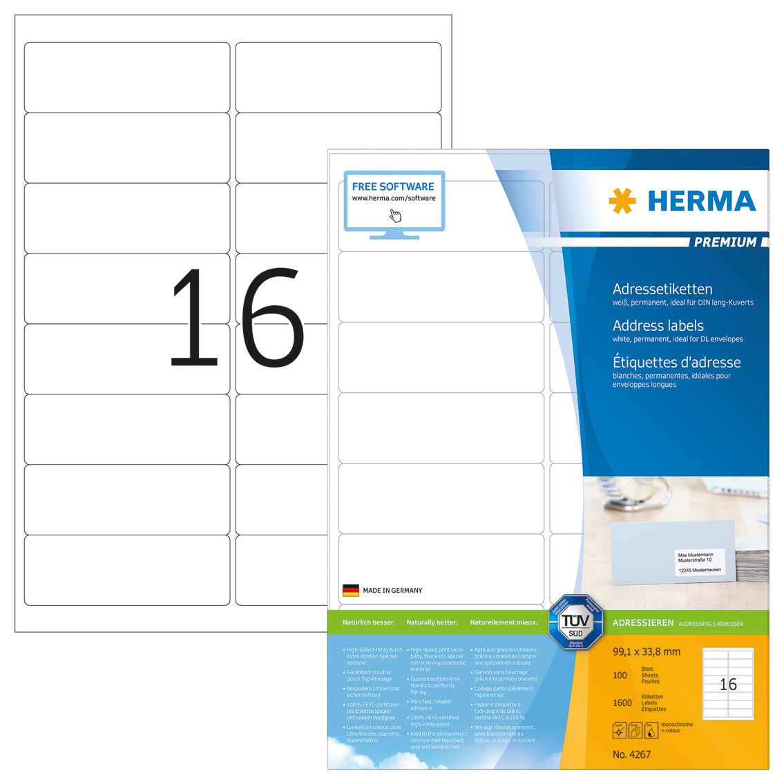 HERMA Etiketten 4267 4267 99.1x33.8mm 1600Stk. 100 Bl.