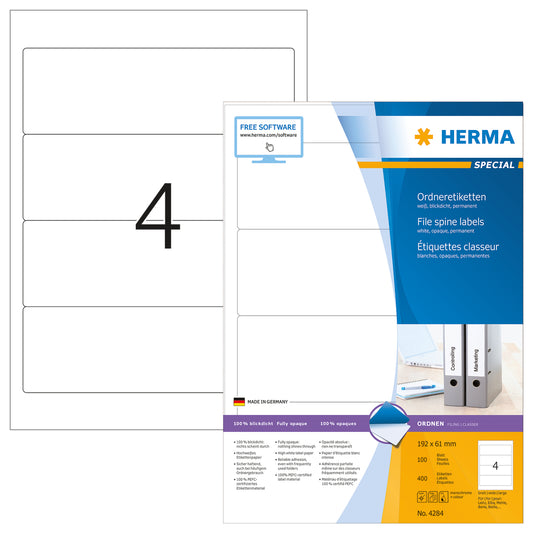 HERMA Ordneretiketten 4284 192x61mm, 100 Blatt 400 Stück