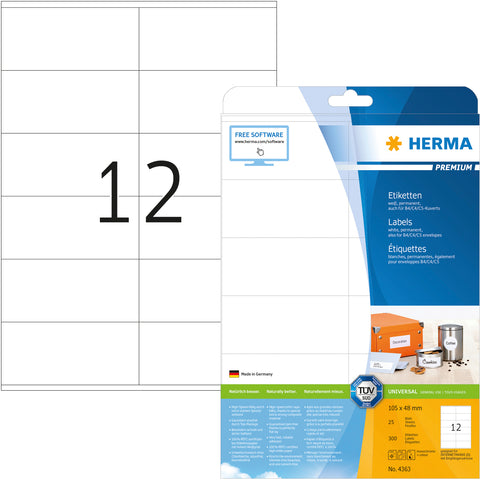 HERMA Etiketten Premium 105x48mm 4363 weiss 300 Stück