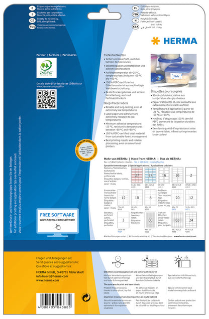 HERMA Tiefkühletiketten 38.1x21.2mm 4388 weiss,perm. 1625 St./25 Bl.