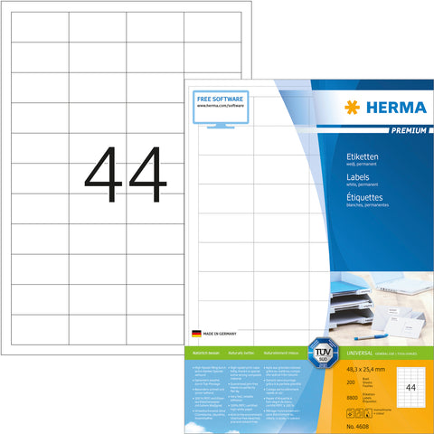 HERMA Etiketten Premium 48,3×25,4mm 4608 weiss 8800 Stück