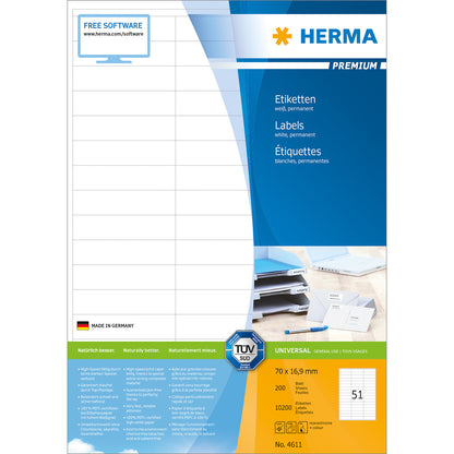 HERMA Etiketten Premium 70×16,9mm 4611 weiss 10'200 Stück