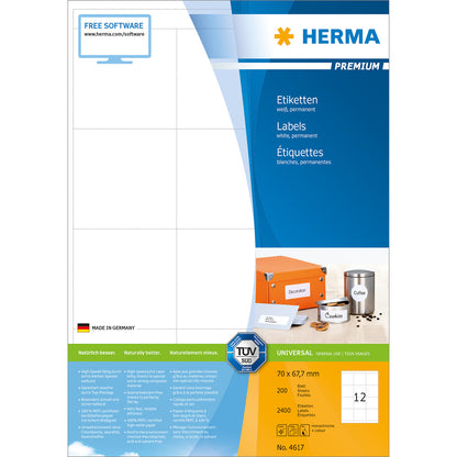 HERMA Etiketten Premium 70×67,7mm 4617 weiss 2400 Stück