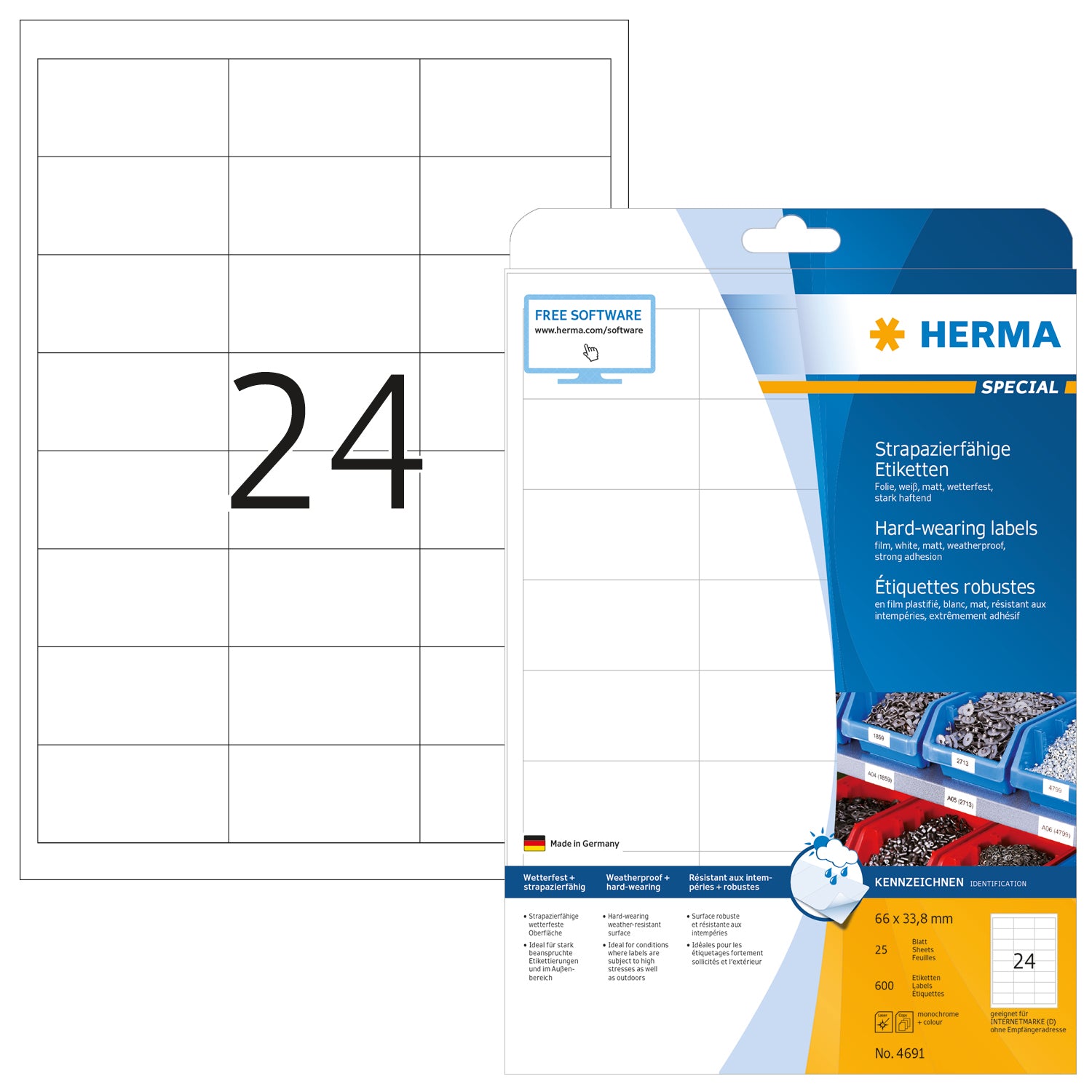 HERMA Etiketten Special 66×33,8mm 4691 weiss 600 Stück