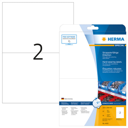 HERMA Etiketten Special 210×148mm 4693 weiss 50 Stück