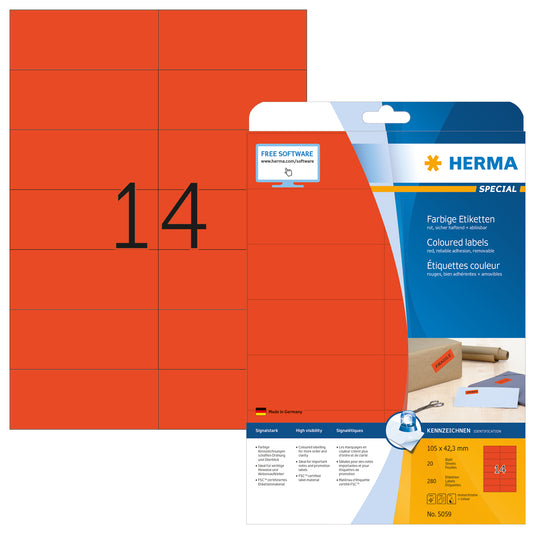 HERMA Etiketten Special 105×42,3mm 5059 rot 280 Stück