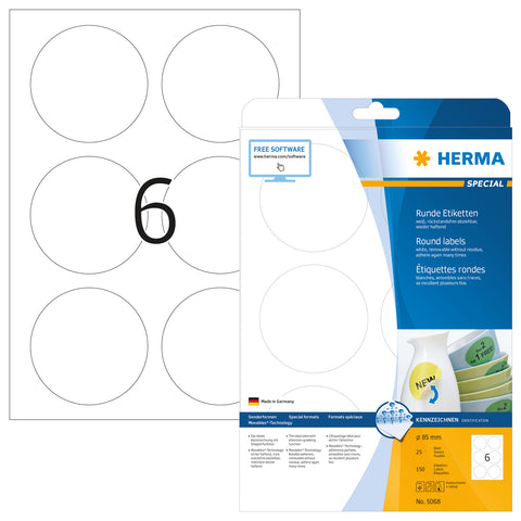 HERMA Etiketten Special 85mm 5068 weiss 150 Stück