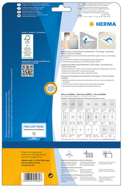 HERMA Etiketten SPECIAL 52.5x21.2mm 5080 weiss,non-perm. 1400 St./25Bl.