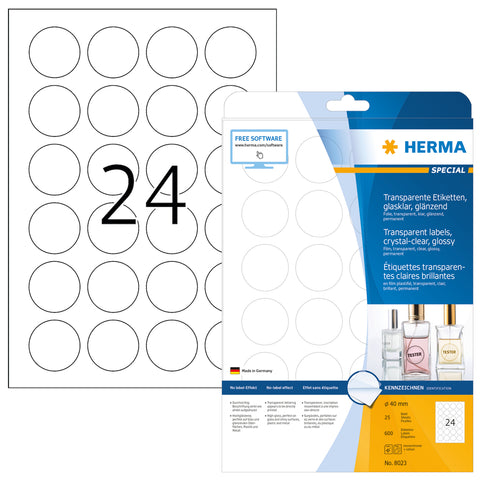 HERMA Etiketten 8023 8023 40mm transparent 600Stk. 25 B