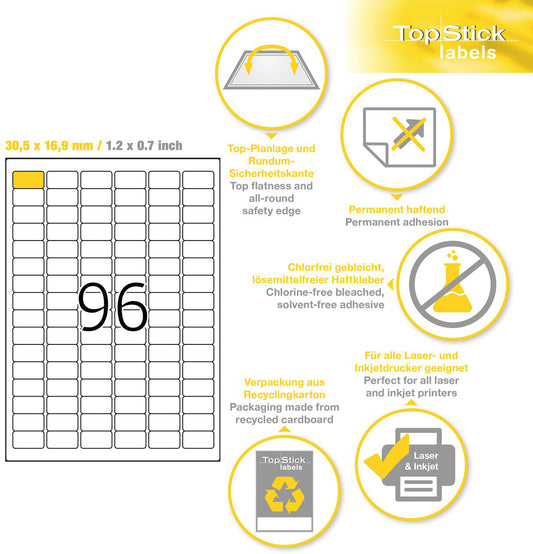 HERMA Etiketten TopStick 30.5x16.9mm 8728 Universal, weiss 9600 Stück