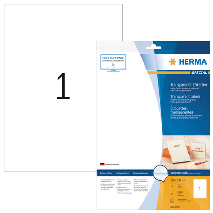 HERMA Folienetiketten 210x297mm 8964 transparent 10 St./10 Blatt