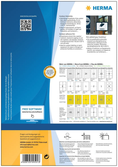 HERMA Outdoor Etiketten A4 9501 weiss 50 Stück