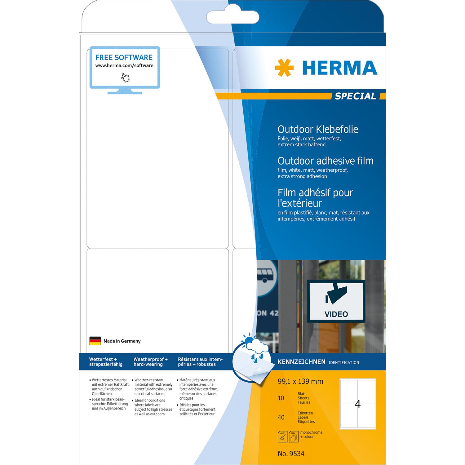 HERMA Outdoor Etiketten 99,1×139mm 9534 weiss 40 Stück