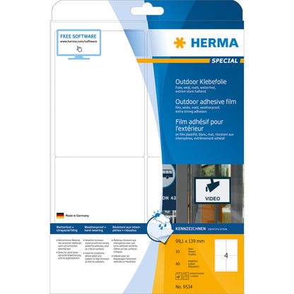 HERMA Outdoor Etiketten 99,1×139mm 9534 weiss 40 Stück