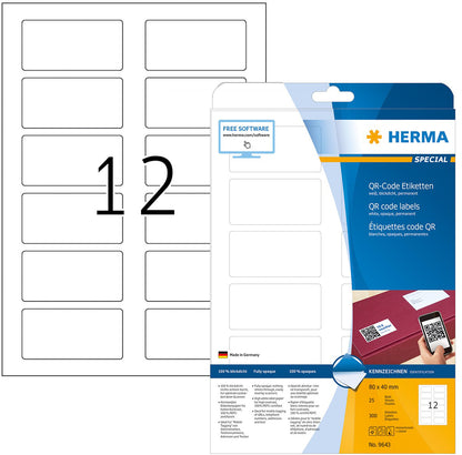 HERMA Universal-Etiketten 80x40mm 9643 weiss 300 St./25 Blatt