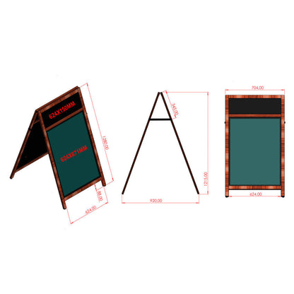Holz Kundenstopper DIN A1 mit Topschild, Magnetisch, Dunkelbraun, Outdoor