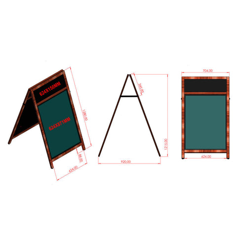 Holz Kundenstopper DIN A1 mit Topschild, Magnetisch, Dunkelbraun, Outdoor