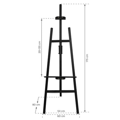 Holz Staffelei Classic, Schwarz, 175cm