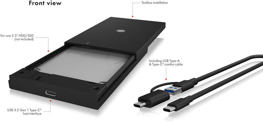 ICY BOX Ext. 2,5 Zoll Gehäuse IB-200T-C3 USB 3.2 Gen 1 Type-C