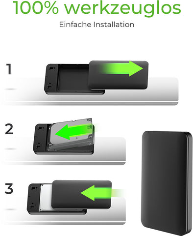 ICY BOX Ext. Gehäuse 2.5" USB 3.2 G2 IB-246-C31-G Schraubenlos, Silikonhülle