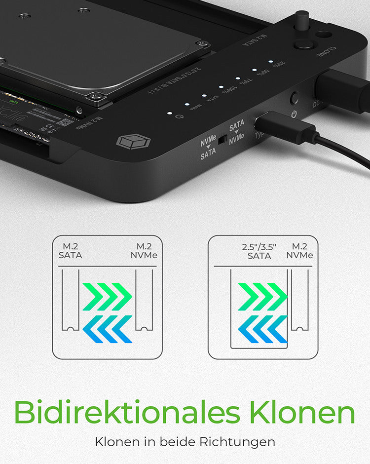 ICY BOX Docking- & Clonestation IB-2915MSCL-C31 M.2 to M.2 & 2.5 & 3.5