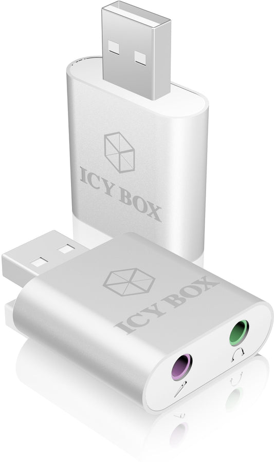 ICY BOX Head- & Microphone Adapter IB-AC527 2x 3.5 mm jack to usb 2.0