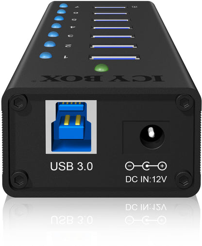 ICY BOX 7 Port Hub USB 3.0 IB-AC618 robust alluminium black