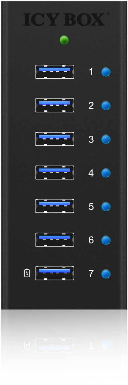 ICY BOX 7 Port Hub USB 3.0 IB-AC618 robust alluminium black