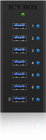 ICY BOX 7 Port Hub USB 3.0 IB-AC618 robust alluminium black