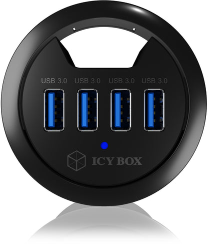 ICY BOX In-Desk USB Hub 60 mm black IB-HUB1403 4x USB 3.0 Typ A