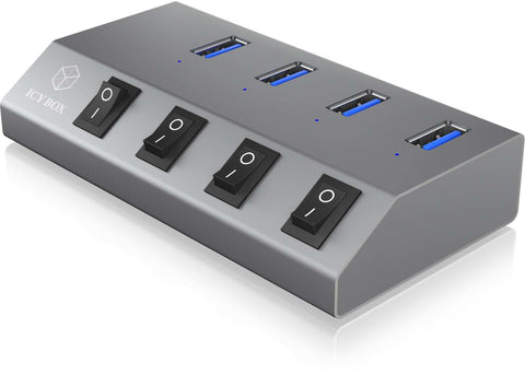 ICY BOX 4 Port Hub & Charger USB 3.0 IB-HUB1405 Aluminium