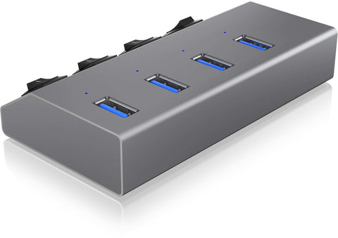 ICY BOX 4 Port Hub & Charger USB 3.0 IB-HUB1405 Aluminium