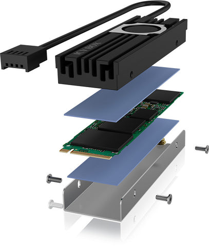 ICY BOX M.2 SSD Kühlkörper IB-M2HSF-703 mit 20 mm Lüfter, Aluminium