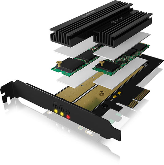 ICY BOX PCIe-Karte, 1x M.2 SATA III IB-PCI215M2-HSL 1x M.2 PCIe PCIe 4.0 FP+LP