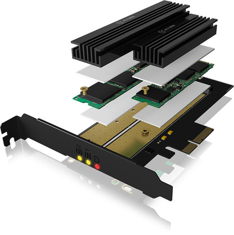 ICY BOX PCIe-Karte, 1x M.2 SATA III IB-PCI215M2-HSL 1x M.2 PCIe PCIe 4.0 FP+LP