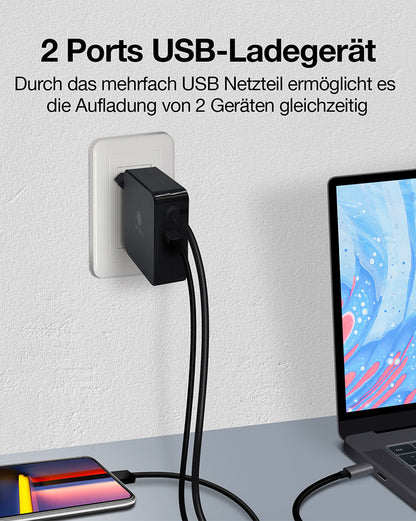 ICY BOX Wall charger for USB PD 3.0 IB-PS101-PD USB-C, USB-A Port, 90W