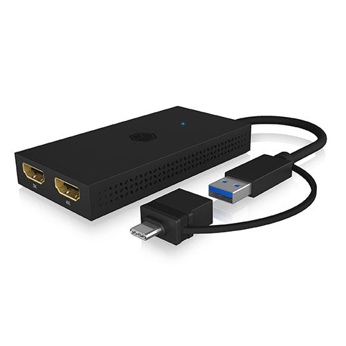 ICY BOX Mobiler USB-Dual HDMI Splitter IB-SPL1029AC USB 3.2 Type-A / C