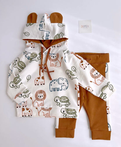 Kids’ Jersey Hoodie and Pants Set “Safari Animals” (0–5 years)