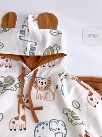 Kids’ Jersey Hoodie and Pants Set “Safari Animals” (0–5 years)