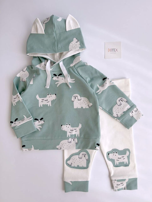 Kids’ Jersey Hoodie and Pants Set “Puppies” (0–5 years)