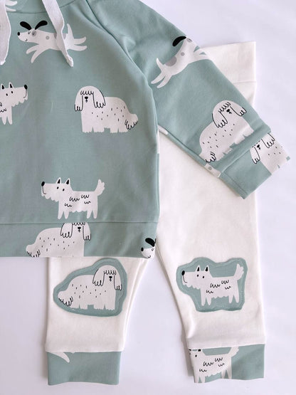 Kids’ Jersey Hoodie and Pants Set “Puppies” (0–5 years)