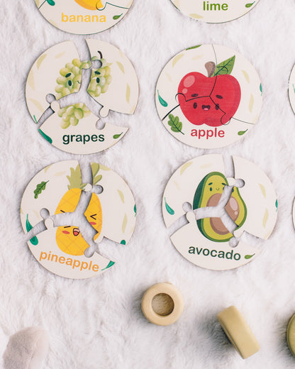 wooden fruits round set