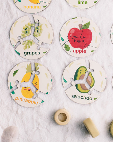 wooden fruits round set