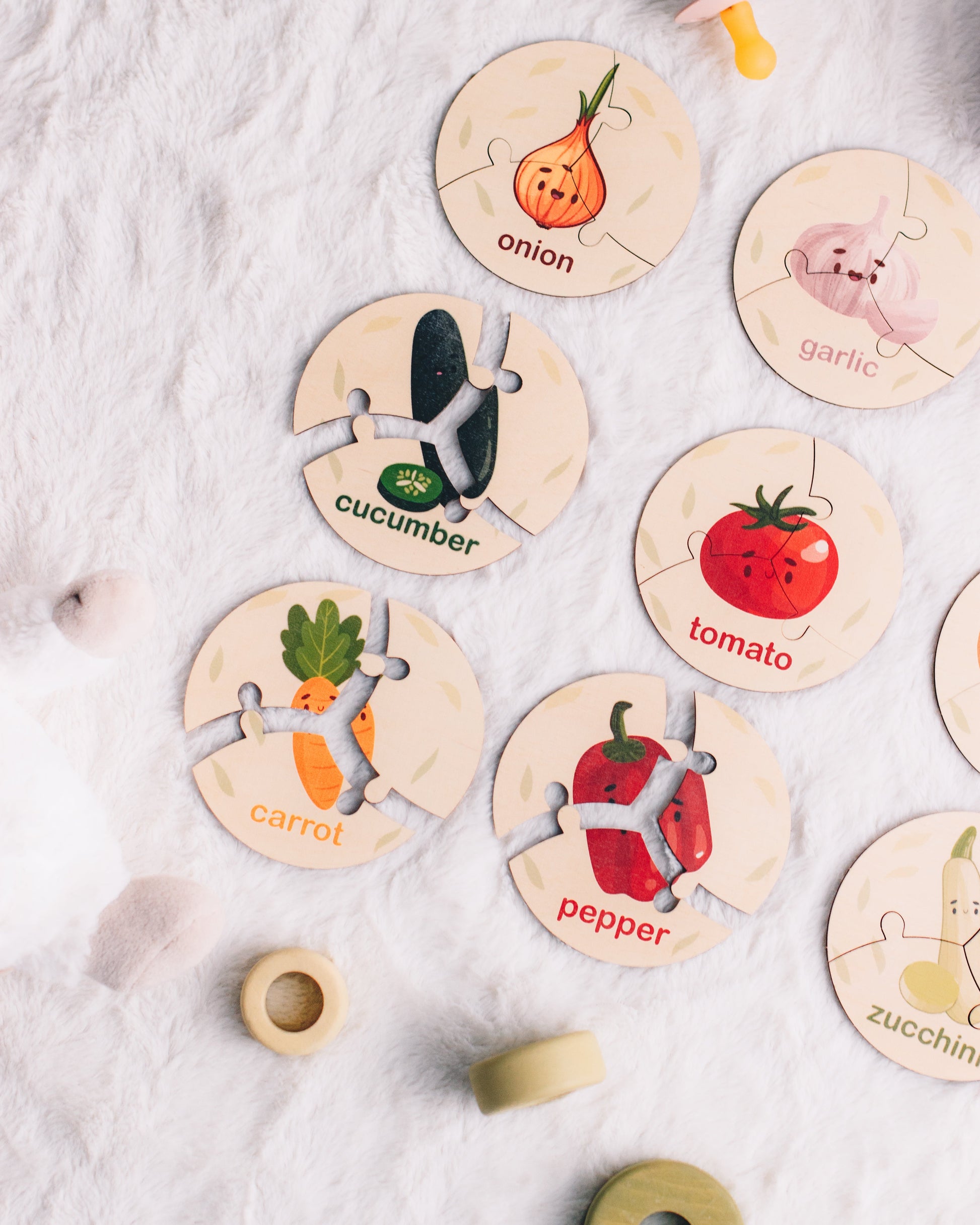 fruits round wooden  set