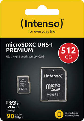 INTENSO Micro SD Secure Digital Cards 3423493 SD Adapter 512GB