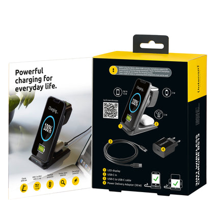 INTENSO Wireless Charging Stand BS13 7410621 Qi-certified, 3 in 1 black