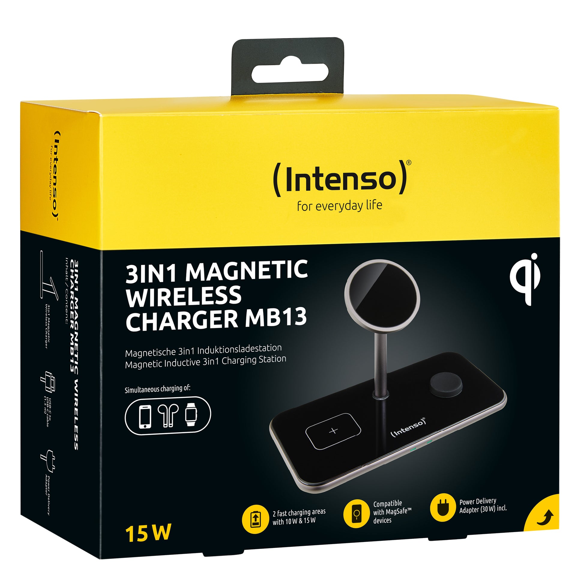INTENSO Magnetic Wl Charg. Stand MB13 7410810 MagSafe comp., 3 in 1 black