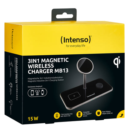 INTENSO Magnetic Wl Charg. Stand MB13 7410810 MagSafe comp., 3 in 1 black