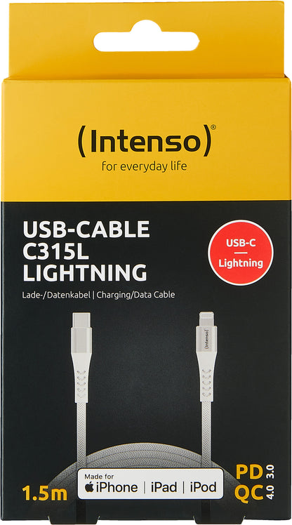 INTENSO Cable USB-C to Lightning 7902002 1.5 m, Nylon white